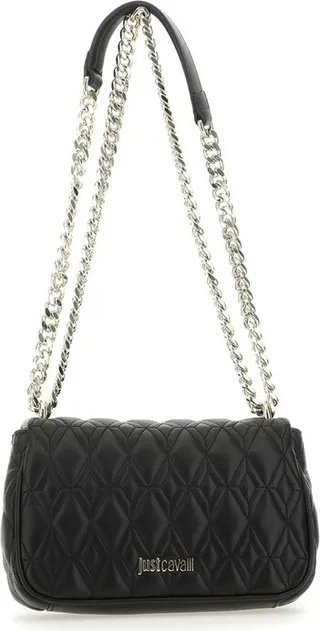 Just Cavalli Tiger Head Logo Plaque Quilted Shoulder Bag