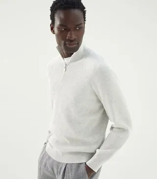 Brunello Cucinelli Ribbed Half-Zip Sweater