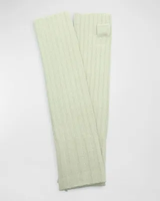 Long Ribbed Fingerless Cashmere Gloves