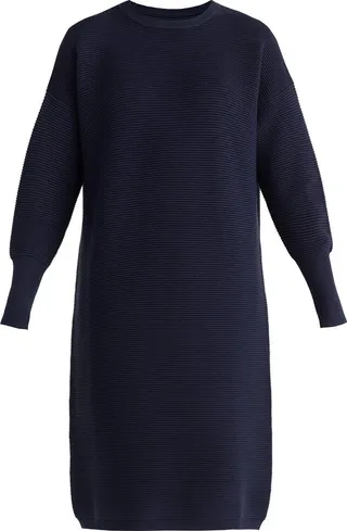 PAISIE - Paisie Ribbed Crew Neck Dress In Navy