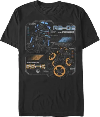 Men's Star Wars The Last Jedi Droid Schematics T-Shirt - Black - 2X Large