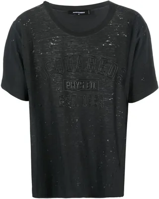 embossed-logo distressed T-shirt