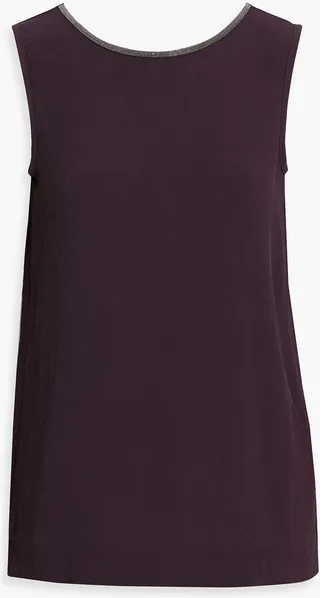 Bead-embellished crepon tank