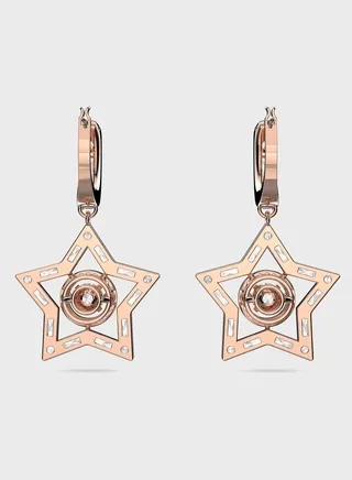Stella Rhinestone Star Rose-Gold Tone Plated Drop Earrings