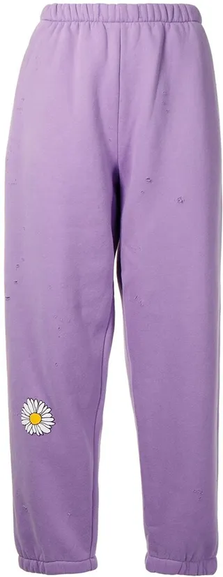 Daisy-Print Cropped Track Pants
