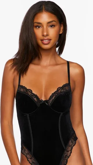 Velvet Floral Lace Bodysuit