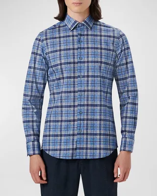 Men's Julian Shaped Plaid Check Sport Shirt