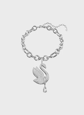 Iconic Big Swan Pendant Rhodium Plated Choker