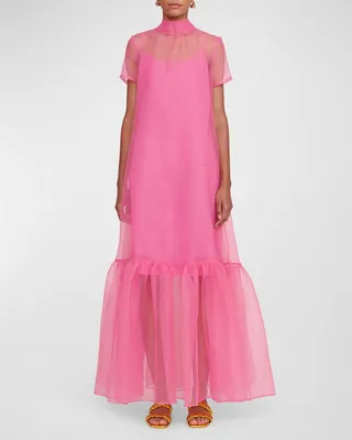 Calluna Neck-Tie Organza Gown