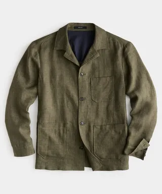 Olive Glen Plaid Tailored Chore Coat