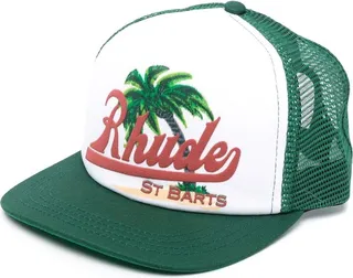 Green Logo Embroidered Trucker Cap