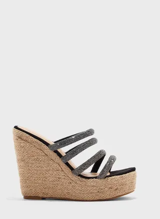 Diamante Multi-Strap Wedge Sandal
