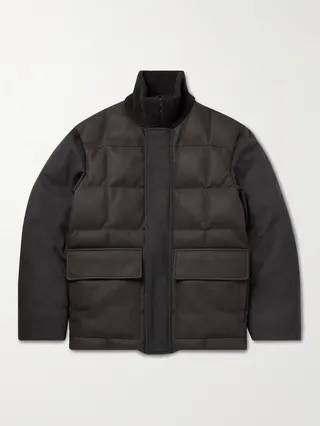 Parson Quilted Leather and Cashmere Down Jacket