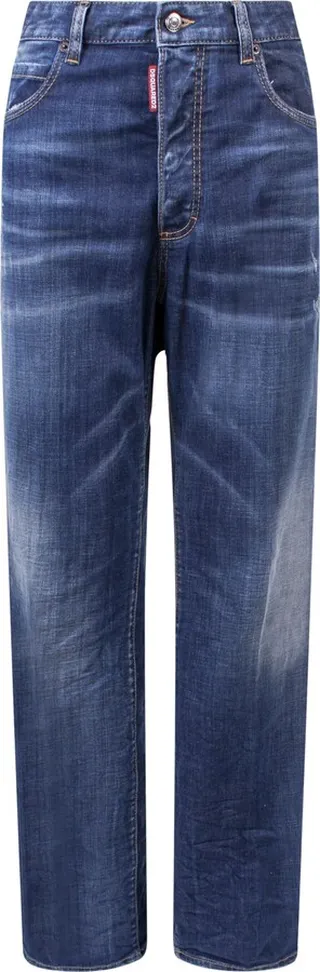Stretch cotton jeans with ripped effect