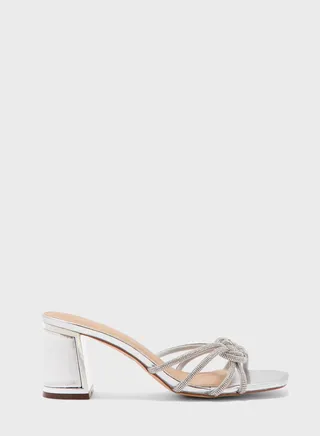 Embellished Strap Square Toe Mule Sandal