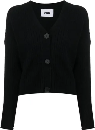 V-neck knit cardigan