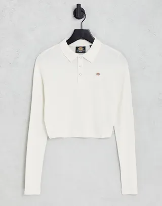 Dickies Tallase long sleeve polo shirt in white