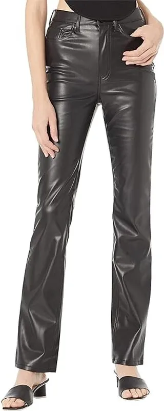 AFRM Heston Vegan Leather High-Rise Straight Leg (Noir) Women's Casual Pants