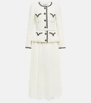 Embellished belted midi dress