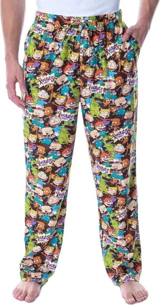 Nickelodeon Men's Rugrats Character Mashup Allover Loungewear Pajama Pants (2XL) Multicoloured
