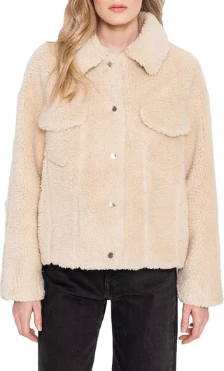 Akina Womens Faux Shearling Lightweight Faux Fur Coat