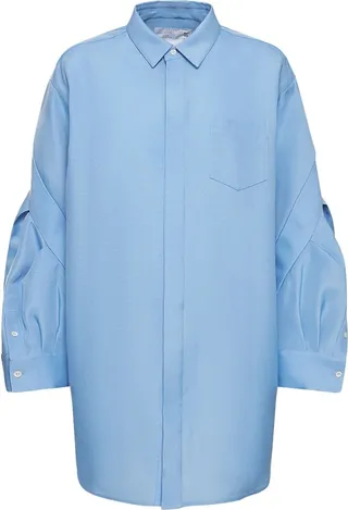 Silk & cotton poplin mini shirt dress