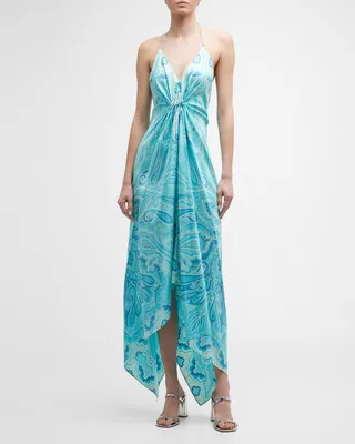 Paisley Wave Halter Dress
