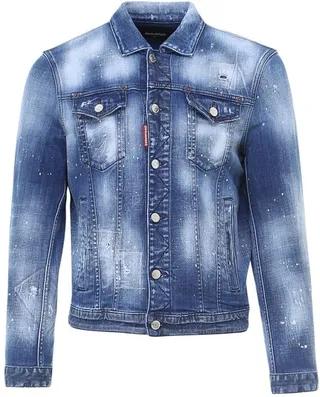 Dsquared2 Paint Splatter Buttoned Denim Jacket