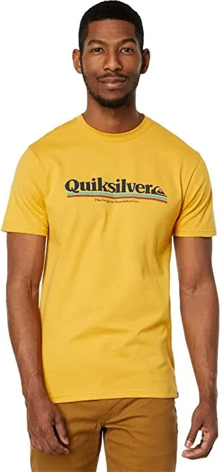 Quiksilver Between The Lines Short Sleeve Tee (Bright Gold) Men's Clothing