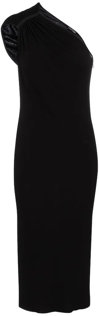 One-shoulder jersey midi dress