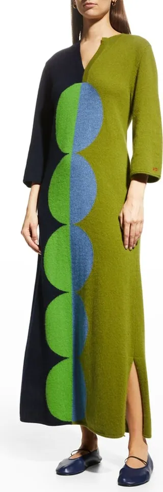 Circle Colorblock Angora Maxi Dress
