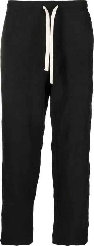 Black Cropped Linen Trousers