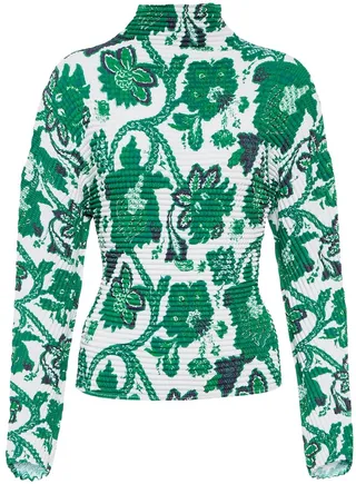 Textured floral turtleneck top
