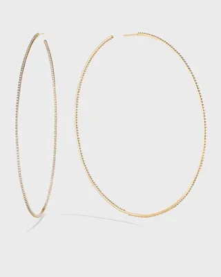 14k Gold & Skinny Diamond Hoop Earrings