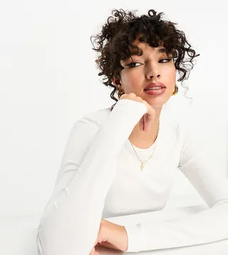 ASOS DESIGN Tall ultimate slim fit t-shirt with long sleeves in cotton in white - WHITE