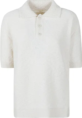 Rib Trim Knit Polo Shirt
