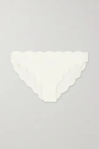 Marysia - + Net Sustain Antibes Scalloped Recycled Seersucker Bikini Briefs - Off-white