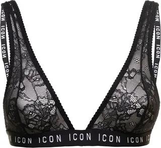 Dsquared2 Logo Printed Lace Detailed Bra