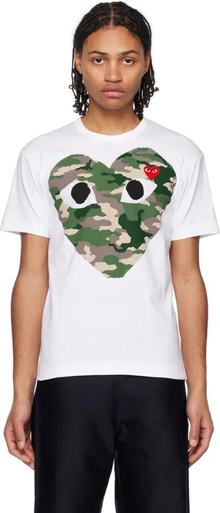 Comme des Garçons Play White Camouflage T-Shirt