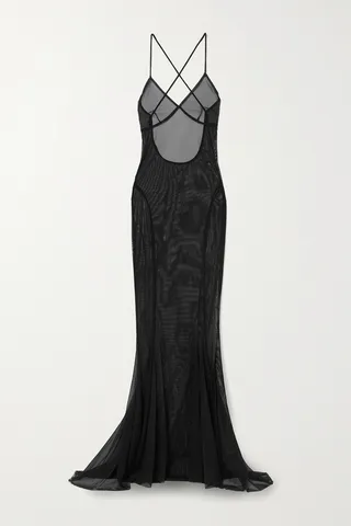 Norma Kamali - Open-back Stretch-mesh Gown - Black