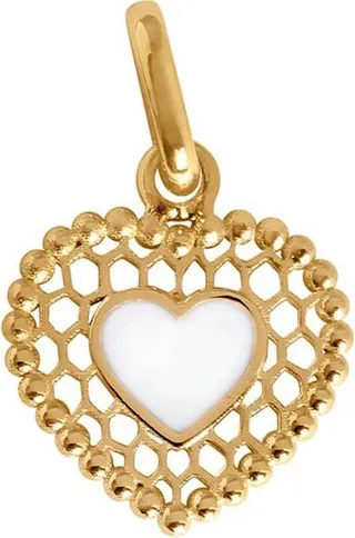 White Lace Heart Yellow Gold Charm