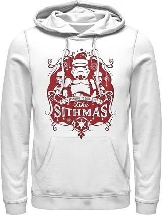 Men's Star Wars Christmas Looking Like Sithmas Pull Over Hoodie - White - Small