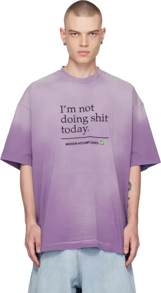 VETEMENTS Purple 'I'm Not Doing Shit Today' T-Shirt