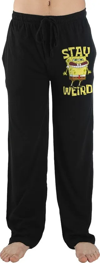 Spongebob Squarepants Cartoon Character Mens Black Sleep Pajama Pants-3XL