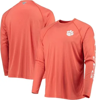 Men's Columbia Orange Clemson Tigers PFG Terminal Tackle Omni-Shade Long Sleeve T-Shirt