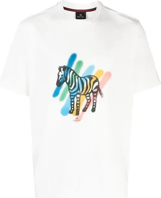 zebra-print detail T-shirt