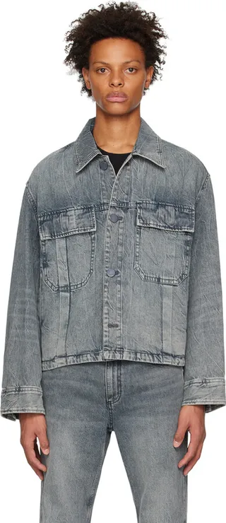 Solid Homme Gray Faded Denim Jacket
