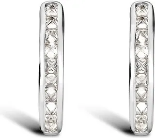 18kt white gold RockChic diamond hoop earrings