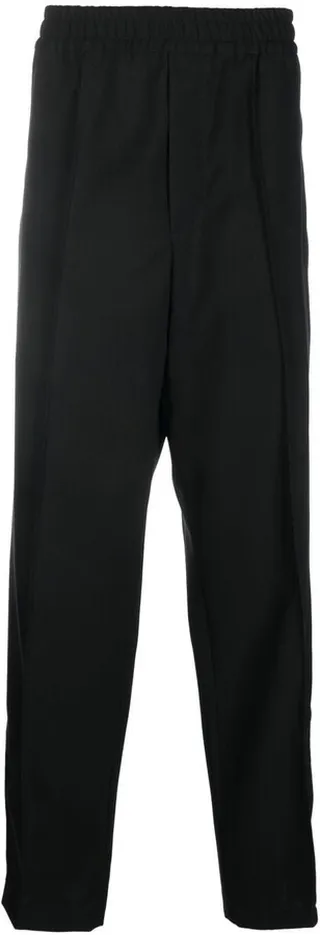 Elasticated-Waist Straight-Leg Trousers