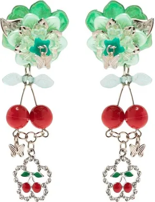 Cherry-Motif Statement Drop Earrings